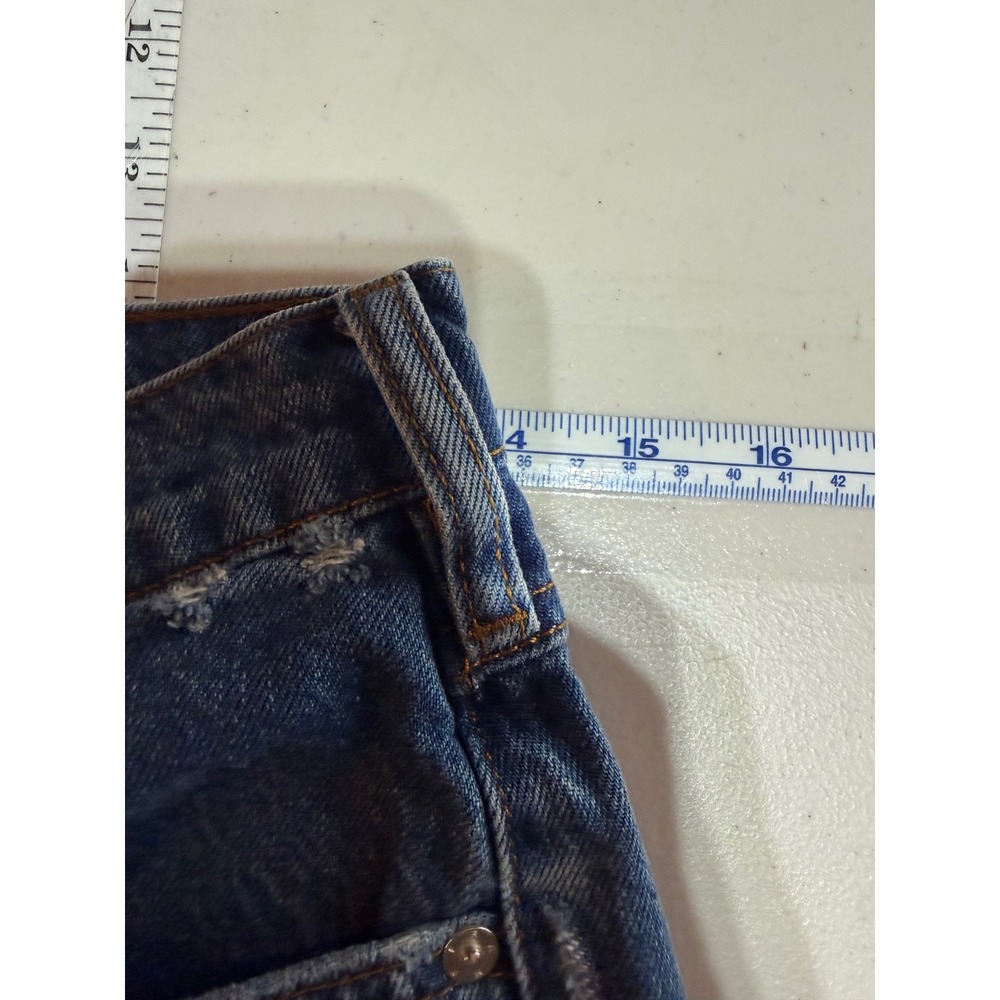 FRAME Le Nouveau Straight Jeans Womens 27 Blue High Rise Distressed 90s Style - Picture 9 of 11